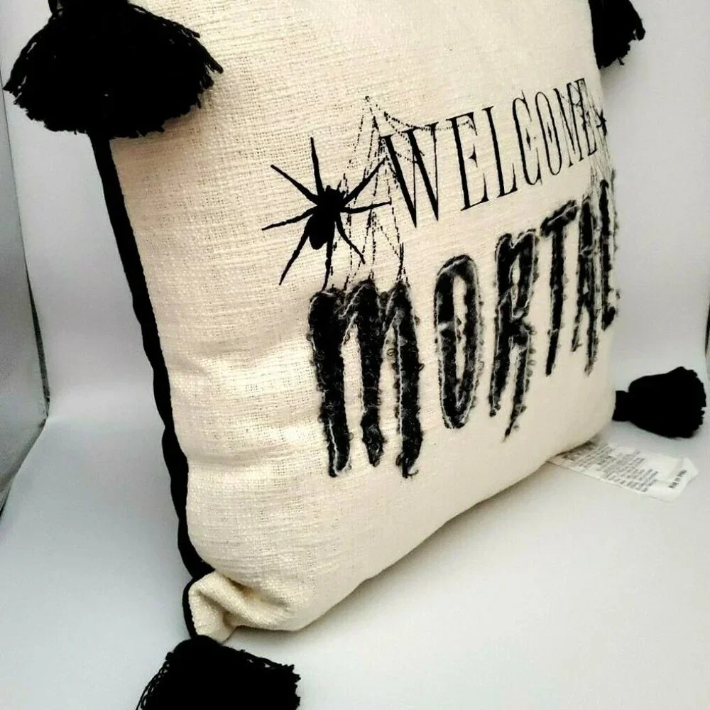 Place and Time Halloween Throw Pillow with Tassels 